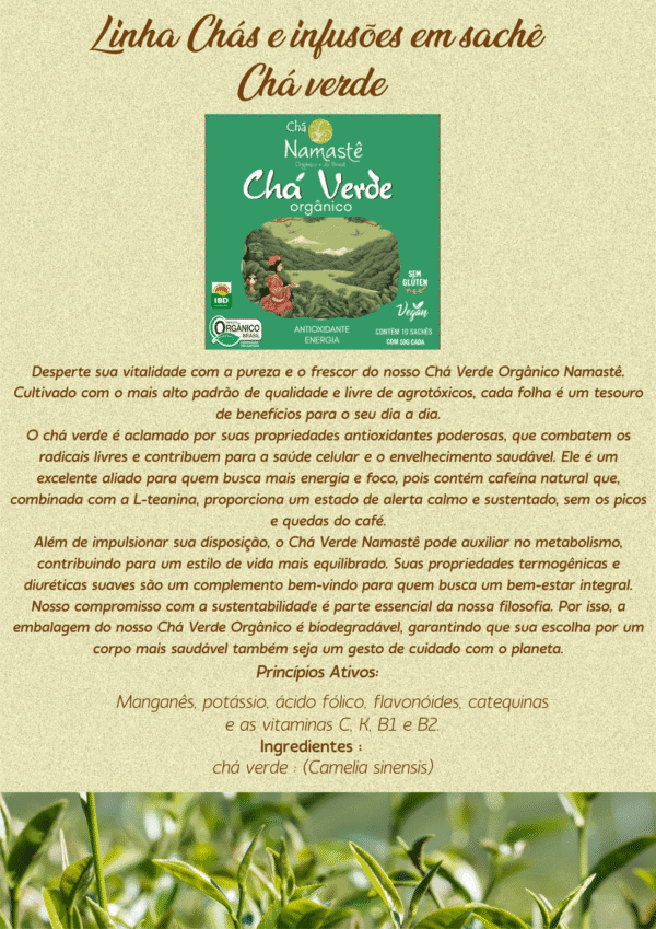 Chá Verde sachê | Orgânico  - Namastê - Imagem 2