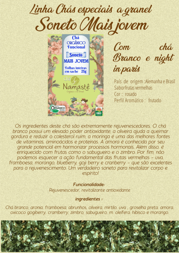 Chá Soneto Funcional Mais Jovem  | Orgânico Namastê - Imagem 2