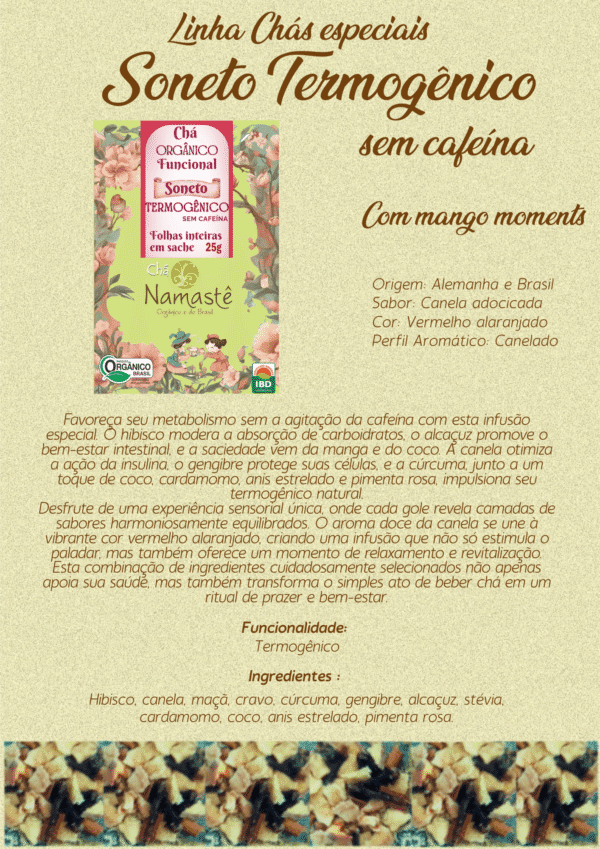 Soneto Termogênico sem Cafeína infusão Funcional | Orgânico Namastê - Imagem 2