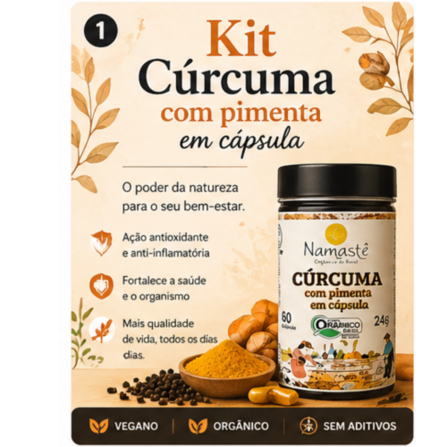 Kit Cúrcuma  com pimenta em cápsula I Vegana  Orgânica