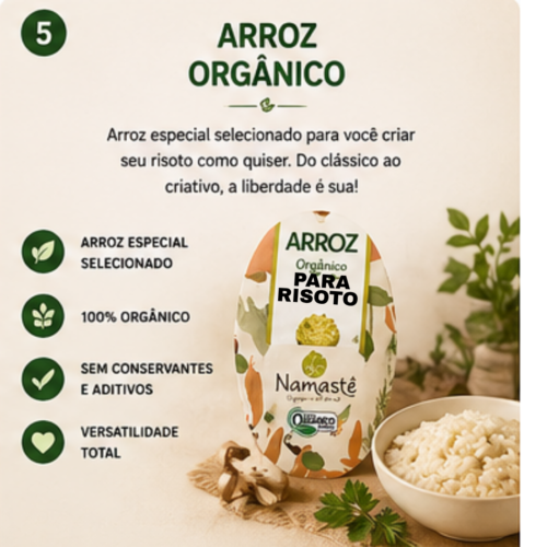 Arroz Arborio Orgânico para Risoto I  Namastê